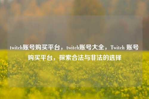 twitch账号购买平台，twitch账号大全，Twitch 账号购买平台，探索合法与非法的选择