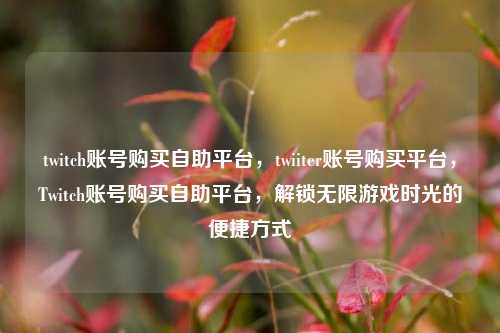 twitch账号购买自助平台，twiiter账号购买平台，Twitch账号购买自助平台，解锁无限游戏时光的便捷方式