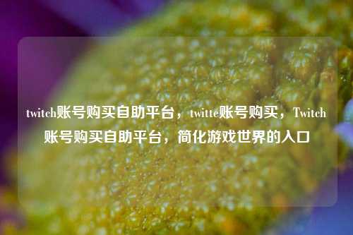 twitch账号购买自助平台，twitte账号购买，Twitch账号购买自助平台，简化游戏世界的入口