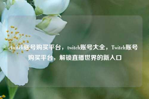 twitch账号购买平台，twitch账号大全，Twitch账号购买平台，解锁直播世界的新入口