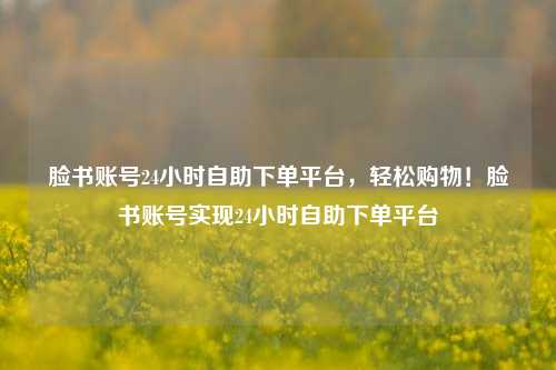 脸书账号24小时自助下单平台，轻松购物！脸书账号实现24小时自助下单平台