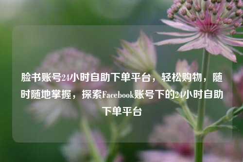 脸书账号24小时自助下单平台，轻松购物，随时随地掌握，探索Facebook账号下的24小时自助下单平台